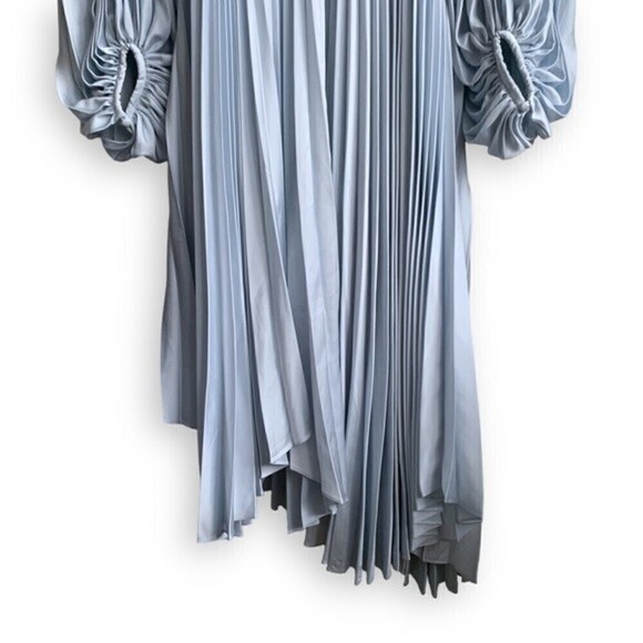 Acler Dress US 4 Palms Pleated Satin Midi Dress Light Blue AU 8 - Picture 7 of 15
